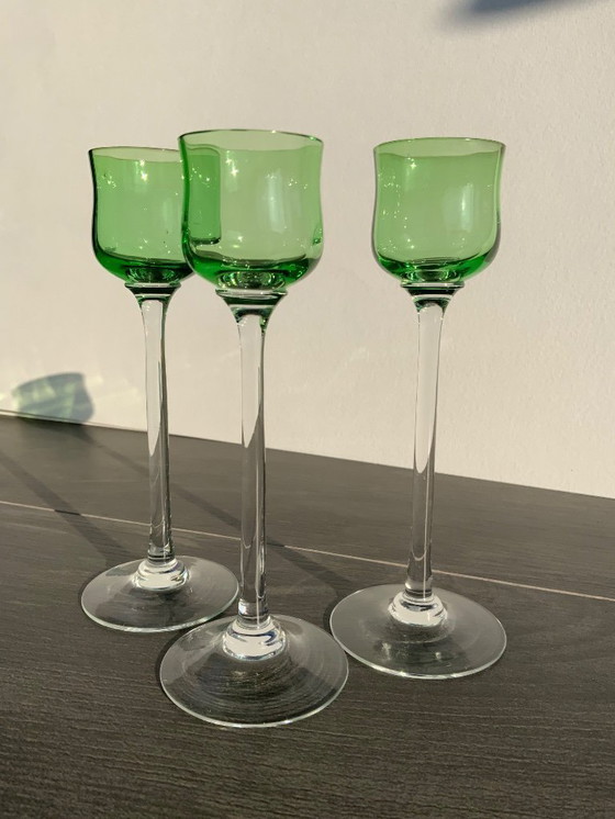 Image 1 of Juego de 3 copas de licor Art Nouveau - Bakalowits & Söhne - Meyr's Neffe - Viena c. 1902​