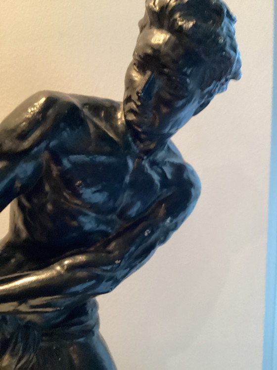 Monumental Art Deco Sculpture “Le Pecheur” Designed by Ugo Cipriani in the 1920s/30s, Metal, Black (photo 3 of 13)