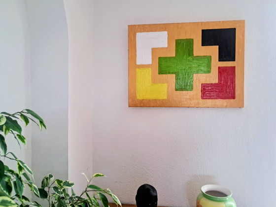 Image 1 of Enzo SAN MARCO - Essential Colors on a Gold Background - Artist's Painting
