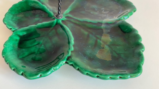 Image 1 of Vintage Enameled Ceramic Barbotine Dish