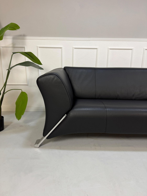 Image 1 of Divano di design in pelle nera Rolf Benz 322