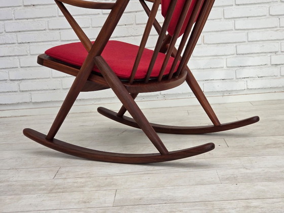 1960s Danish rocking chair by Frank Reenskaug, model 182, reupholstered. – Wood, Wool (photo 6 of 18)