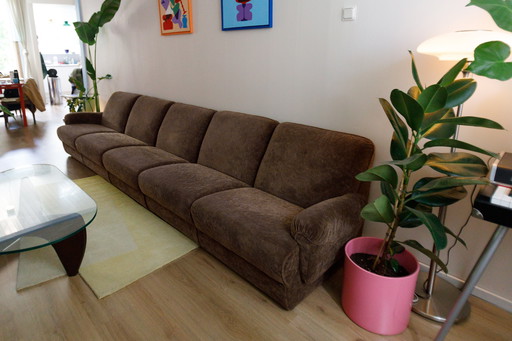 Modular space age brown velvet couch