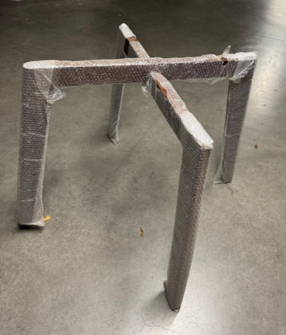 Image 1 of Round Terrazzo/Marble Table – 110 cm – New in packaging – Walnut wood cross base