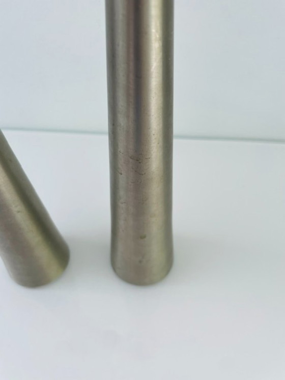 Image 1 of Scandinavian candlesticks of brushed steel – set of two