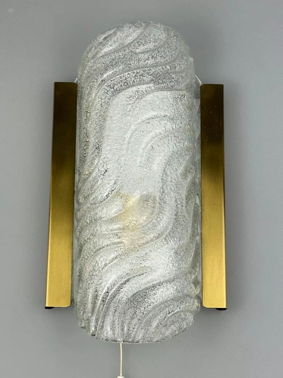 Image 1 of 60s 70s wall lamp Fischer Leuchten Germany Wall Sconce Ice Glass Design
