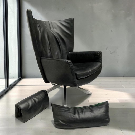 Poltrona girevole Maua in pelle nera, modello Design On Stock – draaistoelen, Metal, Leather (photo 2 of 16)