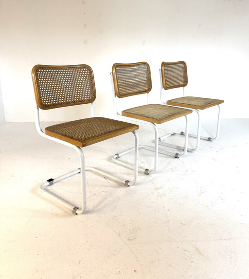 3x vintage Cesca S32 webbing chair '70