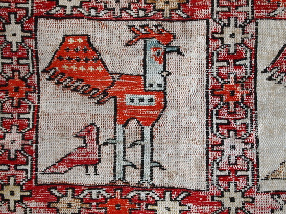 Image 1 of Handmade vintage Persian Sumak silk kilim 4.1' x 6' (125cm x 183cm) 1960s - 1C483