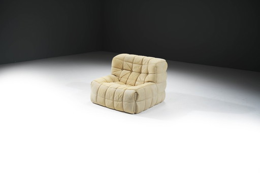 Kashima lounge chair in original leather by Michel Ducaroy - Ligne Roset 1980