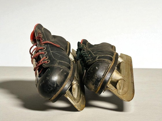 Image 1 of Schwarze Schlittschuhe aus Leder aus der UdSSR 1950er Jahre
