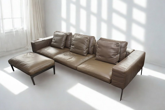Image 1 of Exclusive Flexform Lifesteel design bench & footstool