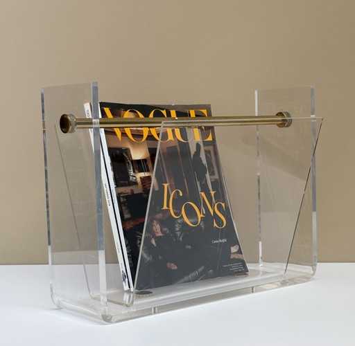 Portariviste vintage in plexiglass acrilico David Lange Roche Bobois