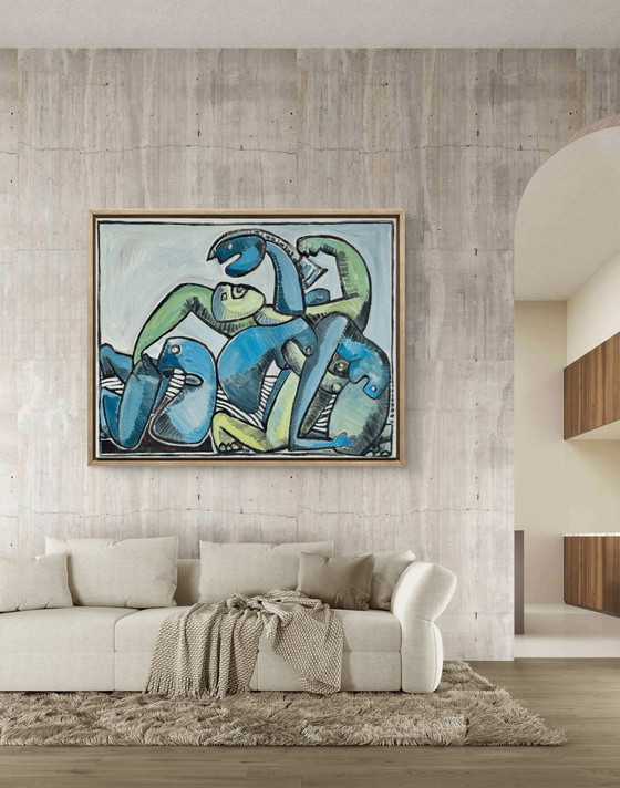 Image 1 of Gundi Falk (1966) Cubist Embrace - Large painting on canvas