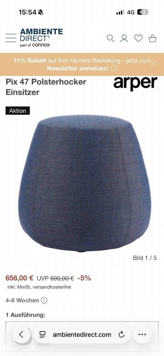 Image 1 of Arper Designer Pouf / Sitzhocker Original Designermöbel 