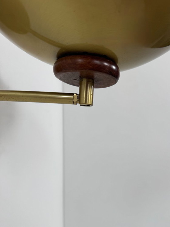 Image 1 of Applique vintage regolabile, ottone e legno, Francia, 1970