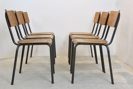 Dutch Design Industrial Plywood Chairs, Dining chairs, Metal, Industrieel (photo 9 of 10)