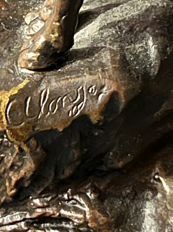 Sculture in bronzo di un pastore con pecore, Marrone, Figuratief (foto 8 di 9)
