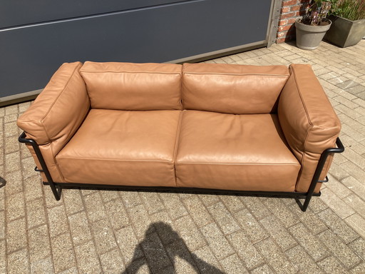 2x Cassina Original Le Corbusier LC3 Cognac-Camel/Noir Aussi bon que neuf !!!