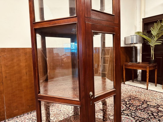 Antique hexagonal mahogany display cabinet with cut glass – Wood (photo 7 of 11)