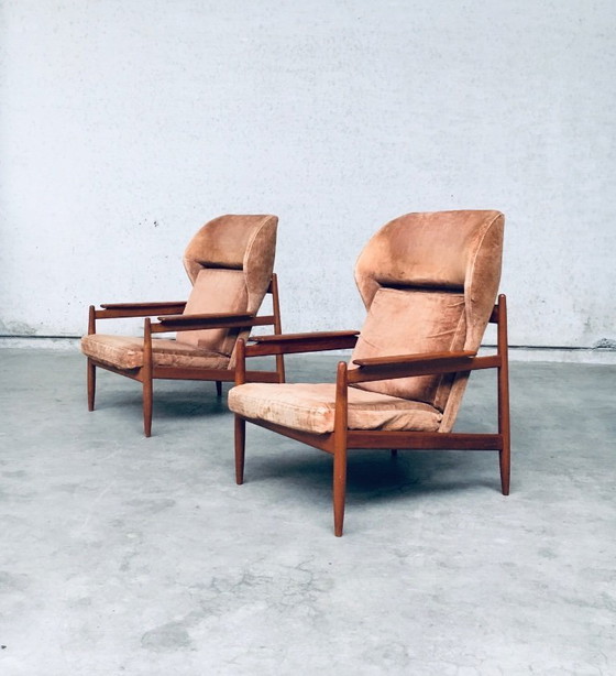 Image 1 of Set di poltrone con schienale ad ala in stile scandinavo di metà secolo, Danimarca, anni '60