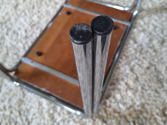 Image 1 of Midcentury side table black, tubular steel frame