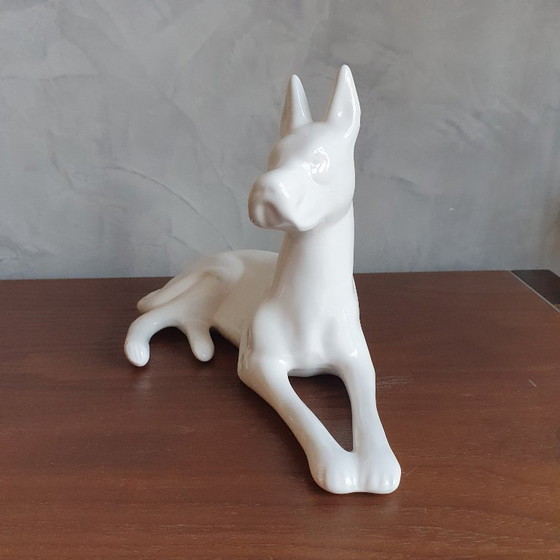 Image 1 of Vintage Deense Hond Van Porselein Art Deco