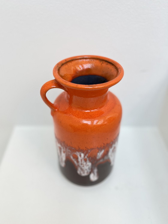 Image 1 of Jasba Vase Fat Lava Orange N602 1220 Mid Century West Germany vintage