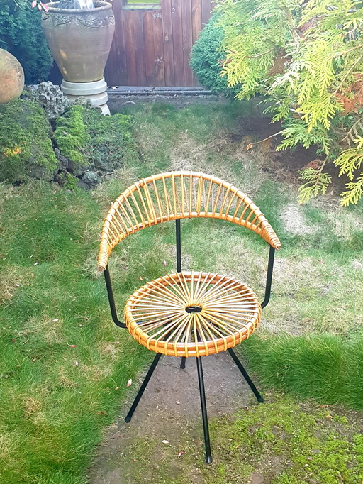 Chaise vintage en rotin Dirk van Sliedregt 1950/60