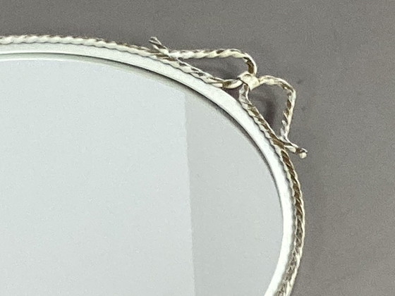 Set of 2 French White and Brass Mirrors – Glass, Metal (photo 4 of 7)
