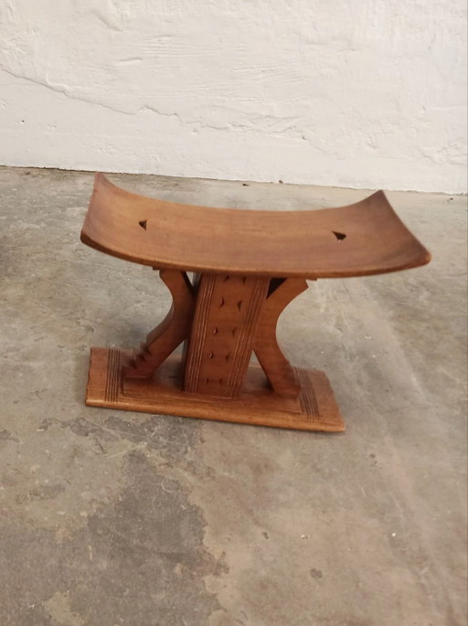 Taburete Ashanti de madera vintage, africano