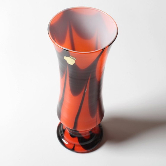 Image 1 of Zeldzame vintage vaas van Murano-glas in twee kleuren (oranje en bruin) uit het midden van de 20e eeuw / Italië / jaren 70
