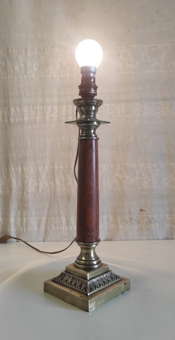 Bronze and marble table lamp - 19th century (photo 8 of 8)