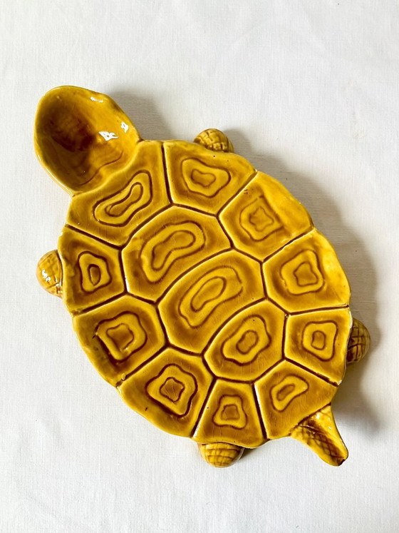 Large mustard yellow earthenware turtle dish, vintage 1950s-1970s – Table accessories, Ceramic (photo 2 of 12)