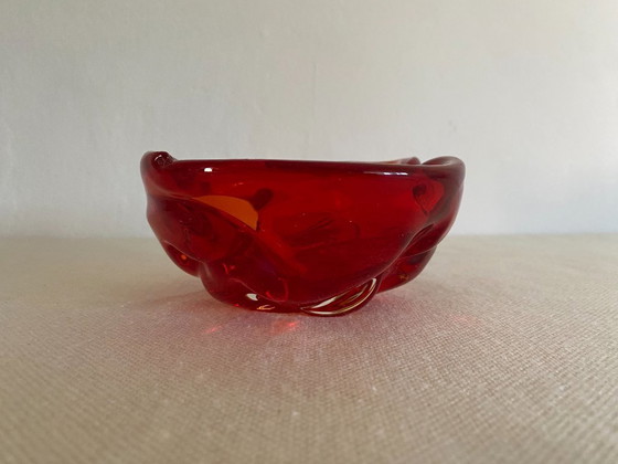 Vintage rode Sommerso kunstglazen schaal, Italië, jaren 1960 – Schalen, Glass (photo 3 of 7)