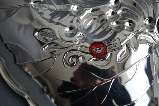 Image 1 of Ciotola BMF, porta caramelle, ciotola a forma di foglia con motivo a rilievo, placcata in argento, vintage