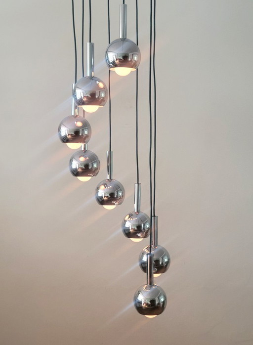 Suspension cascade Wortmann & Filz en chrome, Allemagne 1970