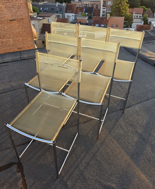 6 sedie modello 101 "Spaghetti" di Belotti per Alias, anni '80 – eetkamerstoelen, Metal, Plastic