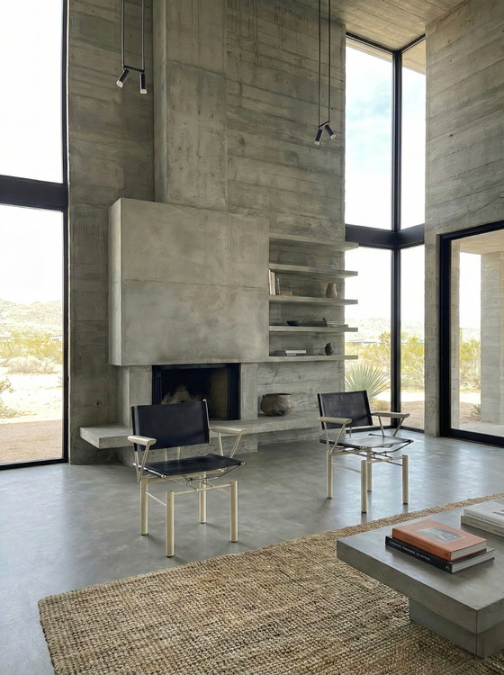 Image 1 of 2x SEDIE “SERIE 8600” KUSCH & CO. BRUTALISTA PELLE NERO ACCIAIO BIANCO ANNI '80