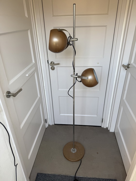 Image 1 of Herda Dubbele Bollamp Beige/Goud 1970s