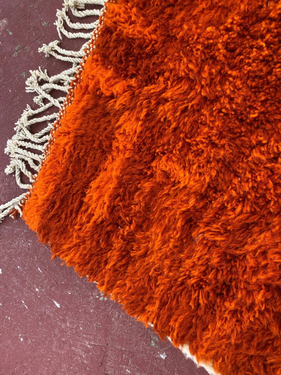 Large Beni Ouarain Rug 260x260 cm – Vibrant Orange Wool, Unique Piece – Rugs & carpets, Cotton, Bohemian (photo 4 of 13)
