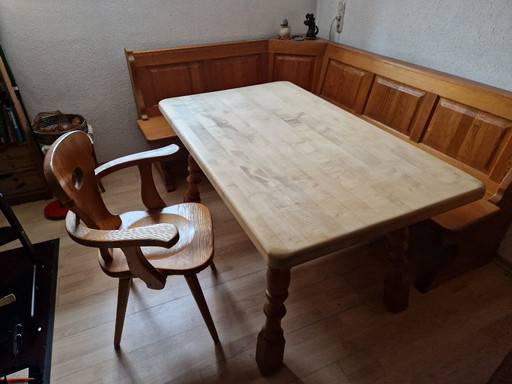 Hoekbank, tafel, stoel