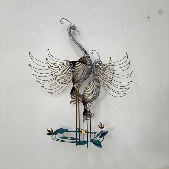 Image 1 of Curtis Jere Vintage Pauw Muurkunst Gesigneerd, 1970