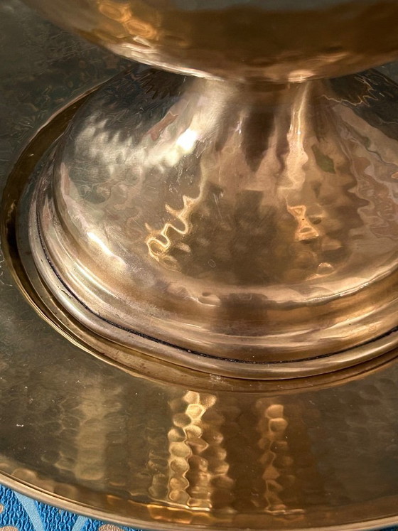 Image 1 of Brocca "Cognolato" con piatto Ottone Battuto a mano 