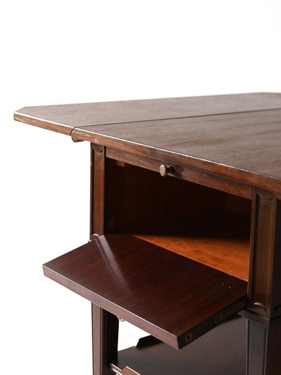 Image 1 of Carrello vintage scandinavo in mogano degli anni '40 con dettagli in ottone