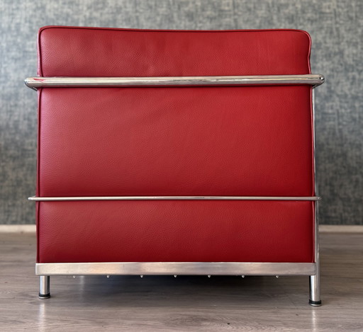 Vintage LC2 Le Corbusier chair in Red Leather, Italy, 80s