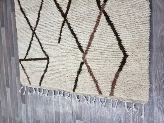 Image 1 of Alfombra marroquí color blanco roto con motivos geométricos, 200 cm x 300 cm