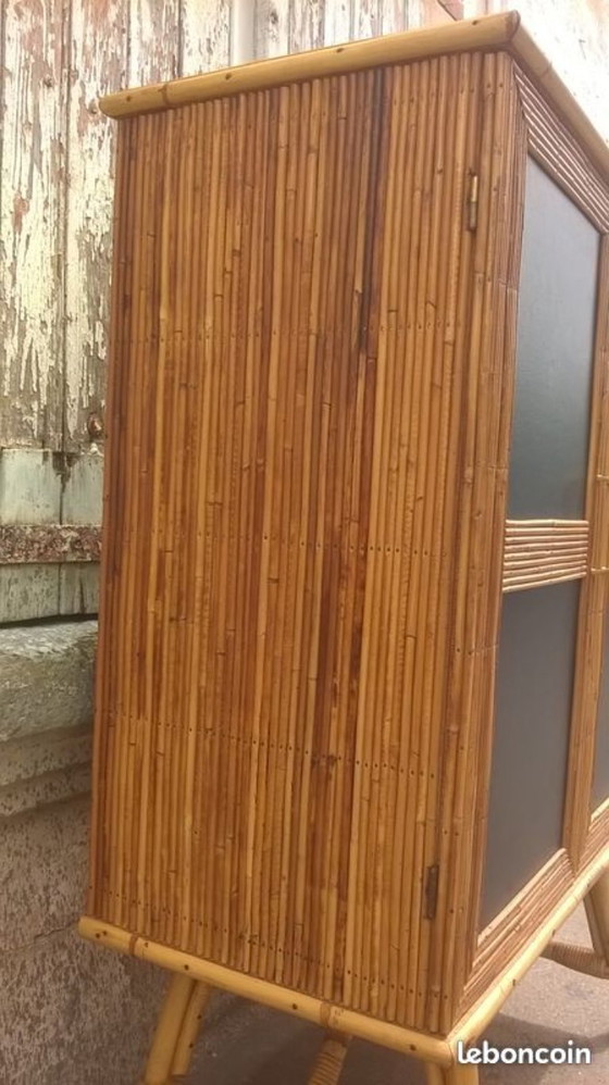 Image 1 of Two-door rattan sideboard in the Audoux Minet style
