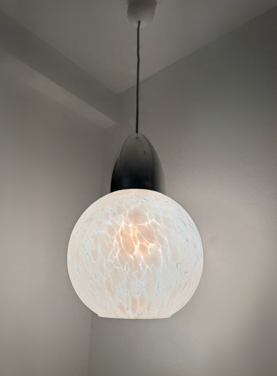 Gesprengelte Murano Glas Hängeleuchte 70er Jahre – Kronleuchter, Chrome (photo 5 of 8)