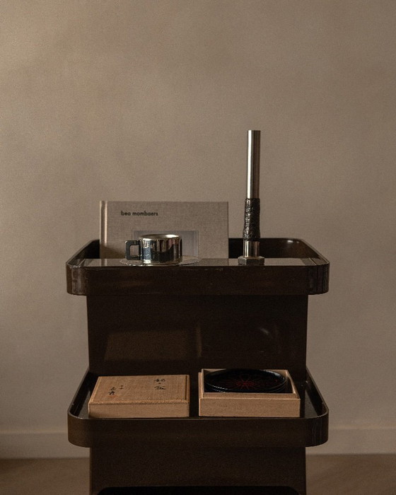 Image 1 of Vintage Marc Held trolley for Prisunic – brown Space Age serving trolley